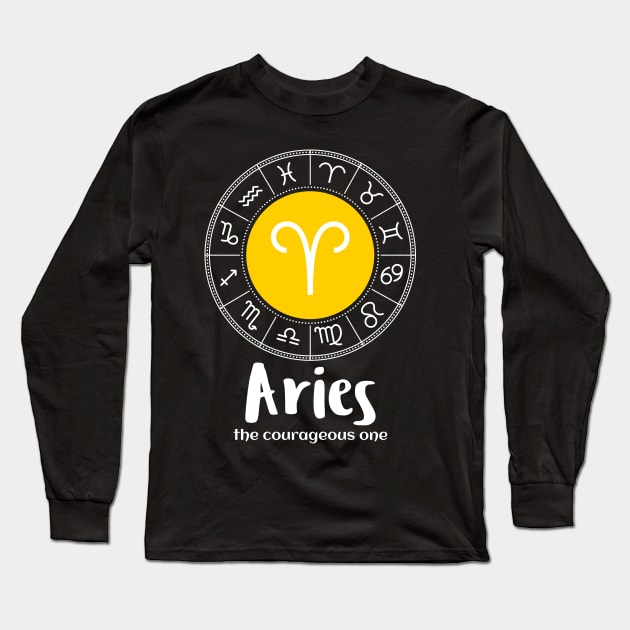 Aries The Courageous One Long Sleeve T-Shirt by Science Puns